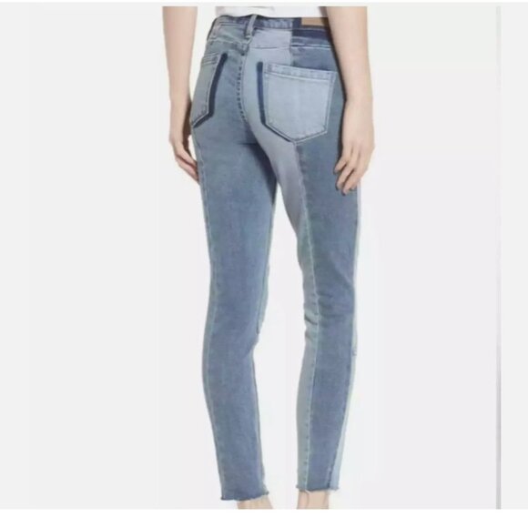 Blank NYC Reade Crop 2 tone light wash low rise skinny jeans women's size 31 - Picture 2 of 5